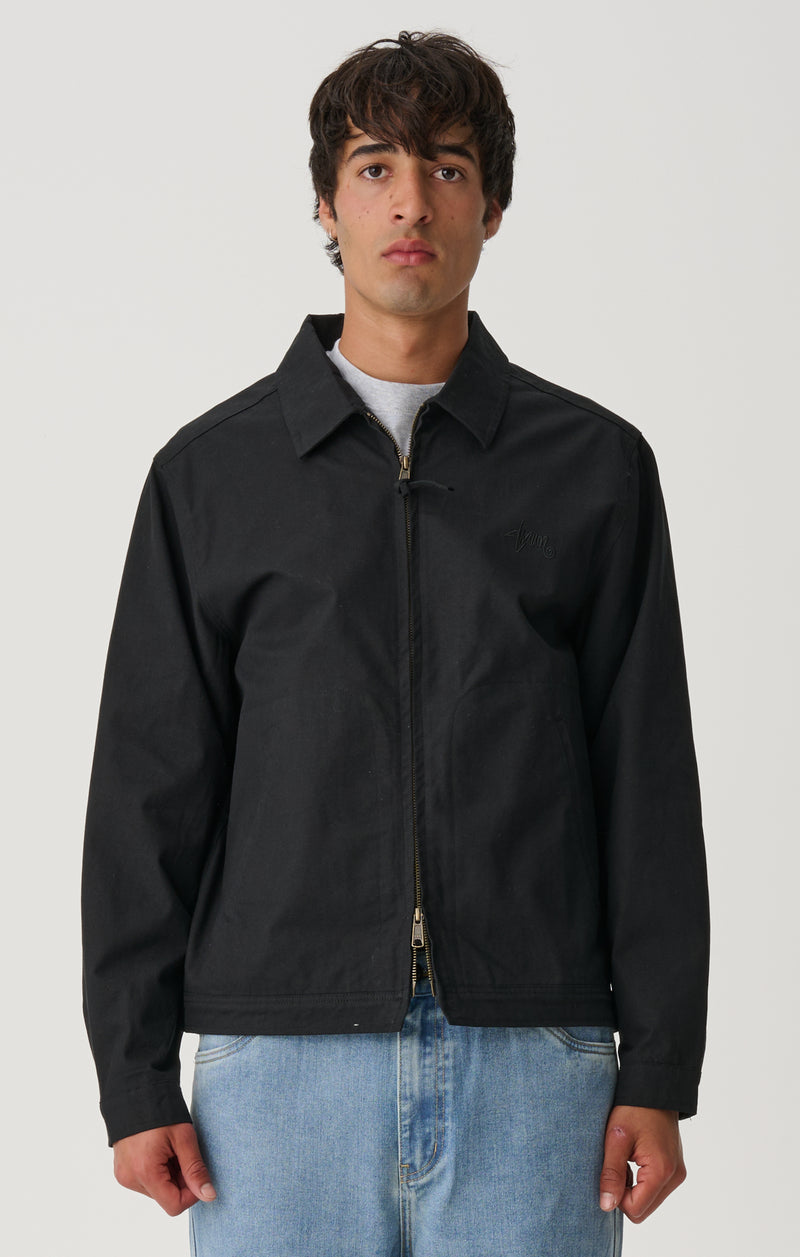 Unlined Canvas Zip Jacket - Black