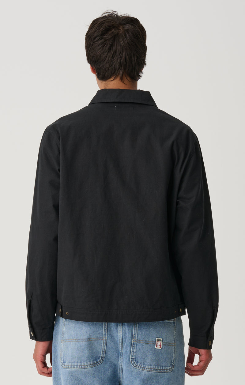 Unlined Canvas Zip Jacket - Black