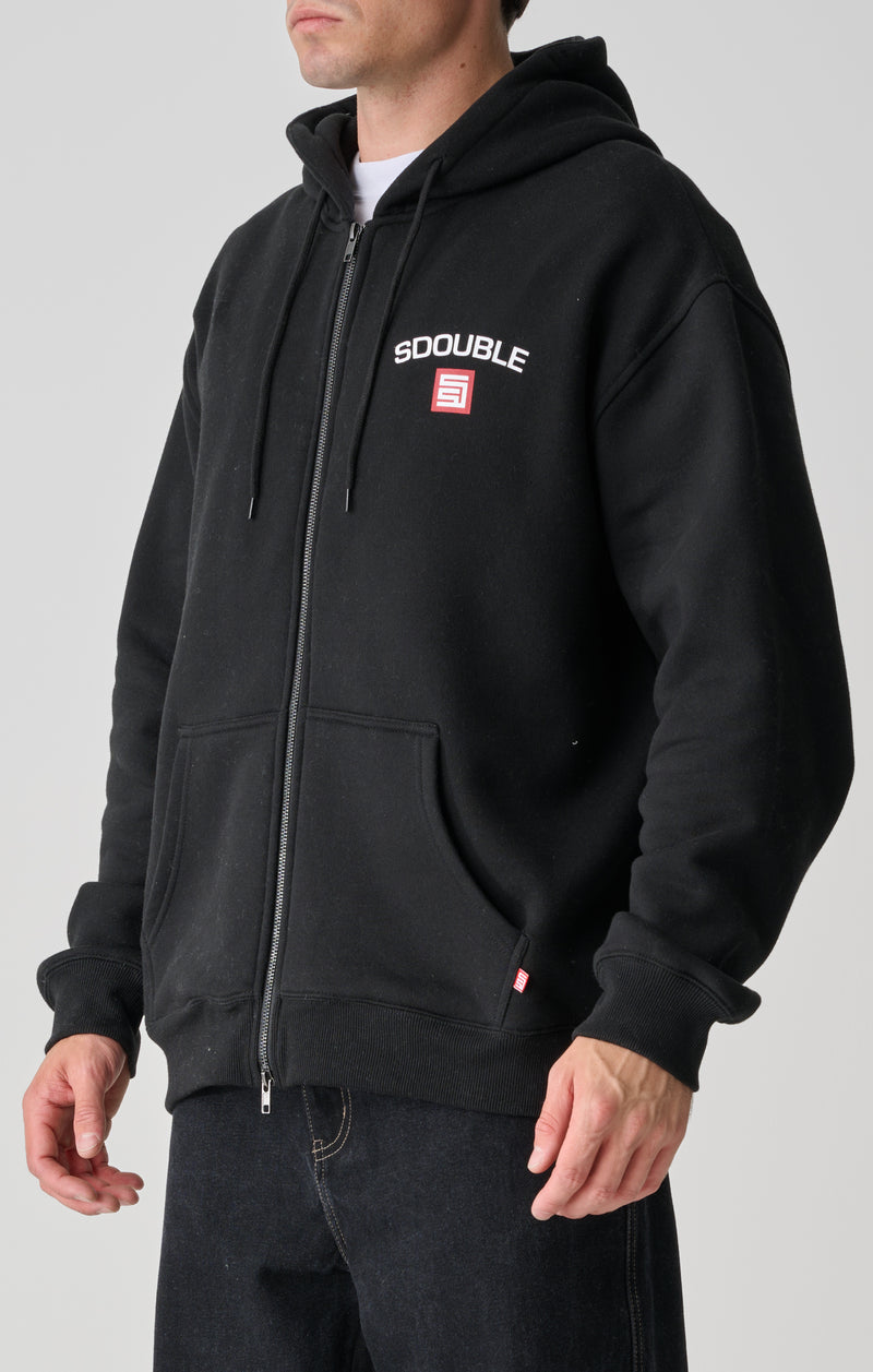 Cities Zip Thru Hooded Fleece - Black