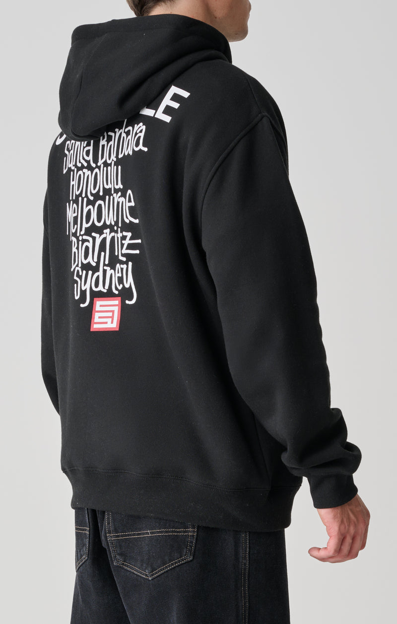 Cities Zip Thru Hooded Fleece - Black