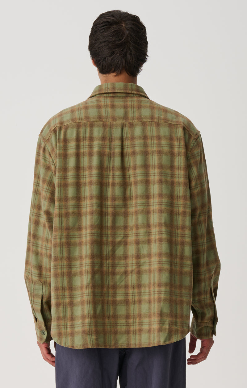 Plaid Long Sleeve Overshirt - Sage