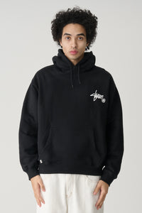 Shawn Script Hooded Fleece - Black