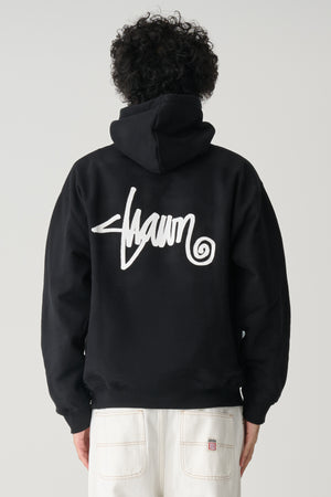 Shawn Script Hooded Fleece - Black