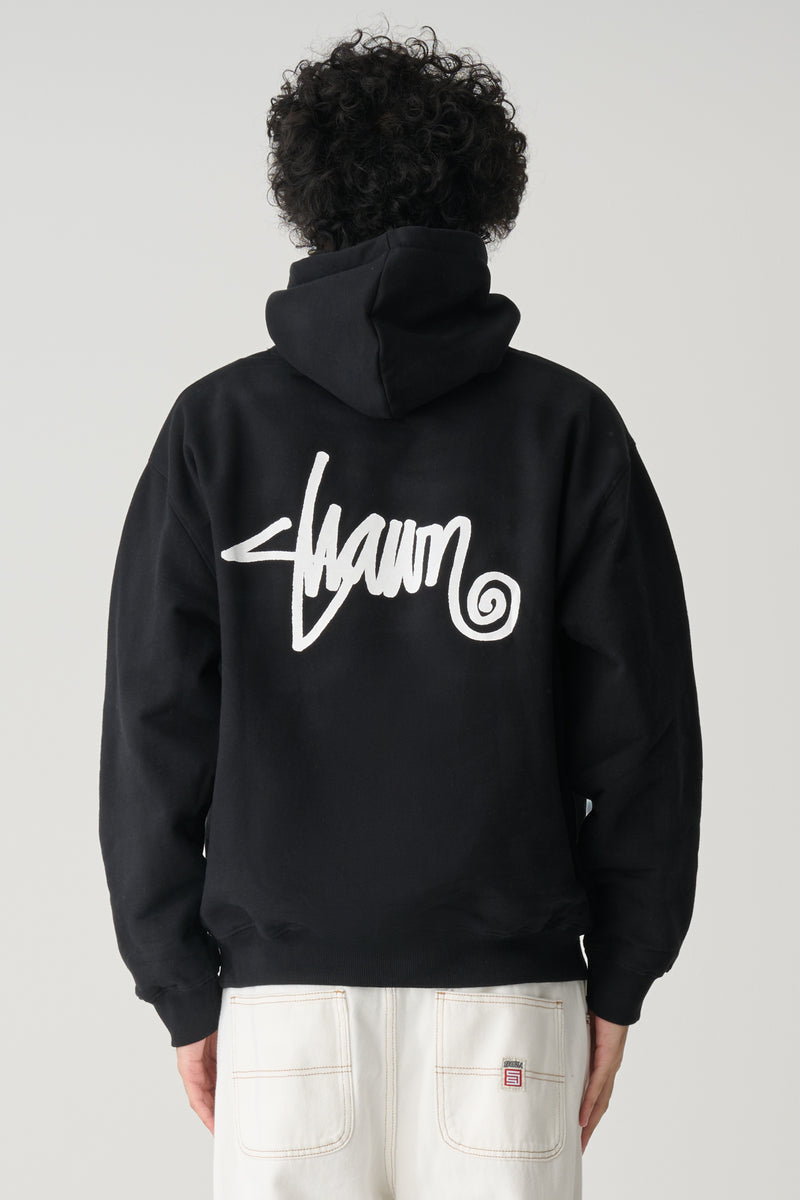 Shawn Script Hooded Fleece - Black