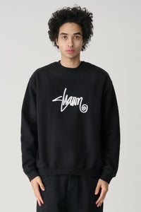 Shawn Script Embroidered Crew Fleece - Black