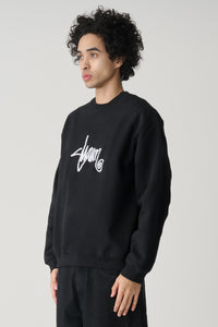 Shawn Script Embroidered Crew Fleece - Black