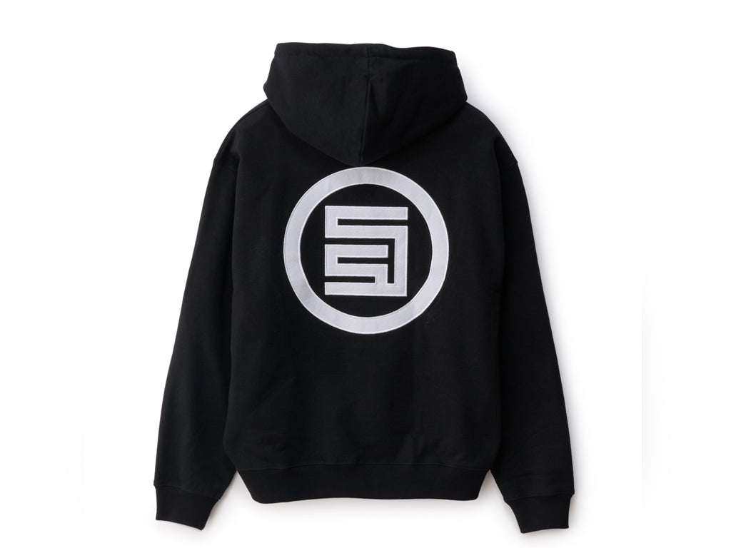 Applique Zip Thru Hooded Fleece - Black