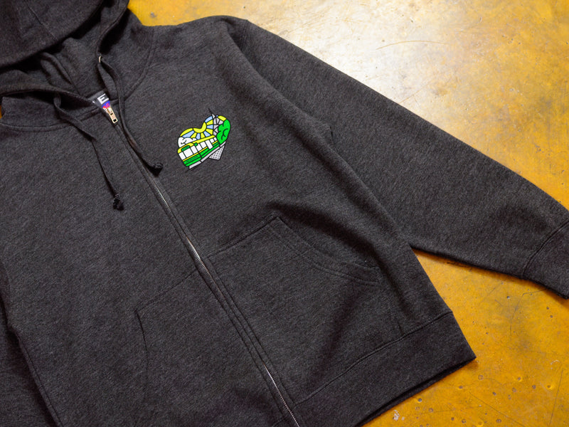 Heartbeat Zip Hood Fleece - Charcoal