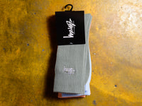 Graffiti Sock 3pk - Army / Powder / Apricot
