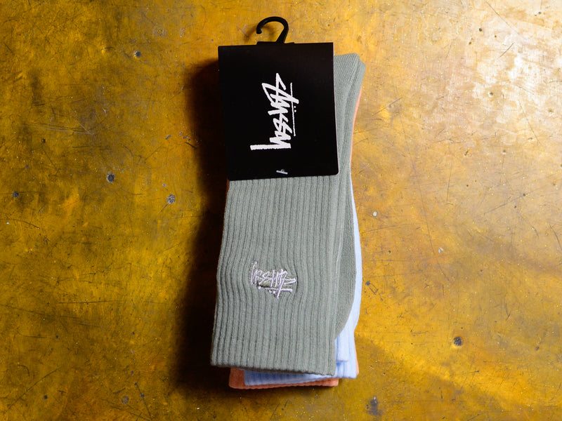 Graffiti Sock 3pk - Army / Powder / Apricot