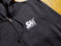 SM Embroidered Zip Hooded Fleece - Charcoal / White