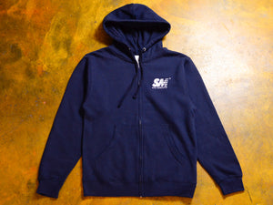 SM Embroidered Zip Hooded Fleece - Navy / White